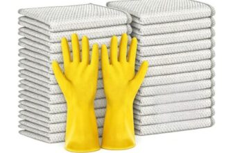20 Reusable Dishcloths and 2 Pairs of Rubber Gloves