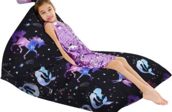 200L Animal Storage Bean Bag Cover, Kids Toy Storage Organizer Stuffie Seat Soft Velvet Floor Foldable Chair Sofa Seat Cover for Kids and Adults(Unicorn)