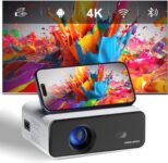 2025 Upgraded Smart Mini Projector – Auto Keystone, Electric Focus, 4K Video Supported, WiFi 6, Bluetooth 5.2, Android 11 TV, Phone Control – Visulapex Portable Home Cinema for Indoor & Outdoor