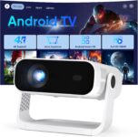 2026 New Smart Projector Built-in Apps, Android 14, Native 1080P 4K Supported WiFi 6 Bluetooth 5.2, 20000 Lumens, Low Fan Noise (30dB), Home Cinema Projector for iOS/Switch /PS5