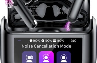 2026 Wireless Earbuds, Bluetooth 5.4 Headphones In Ear with Multifunctional Touch Screen, 48H HiFi Stereo Ear Buds with ANC/ENC Noise Cancelling/Transparency Mode, 5 EQ Modes, IPX7 Earphones for Sport