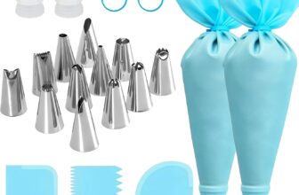 21-Piece Stainless Steel Piping Nozzle Set Premium Icing Piping Kit with 2 Reusable Piping Bags for Cake Decorating Cupcakes Cookies Baking Accessories (Blue)