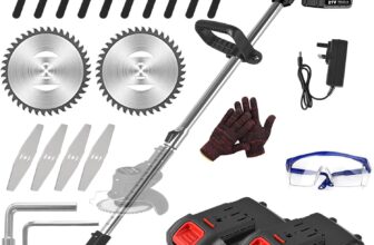 21V Cordless Strimmer, Telescopic Lightweight Grass Trimmer with 6xMetal Blades & 10xPlastic Blades, 2 x 2000mAh Battery, Electric Garden Strimmer Grass Cutter for Lawn Edger Pruning Weed