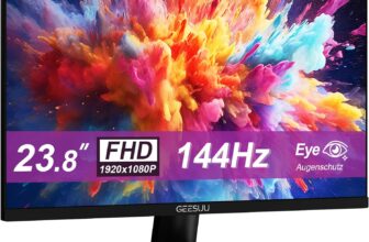 24 Inch Computer Monitor, PC Gaming Monitors 144Hz, 5ms, FHD 1080p, Eye-Care Screen, Lowblue, 99% sRGB, VESA 75x75mm, HDMI 2.0 & DP 1.2