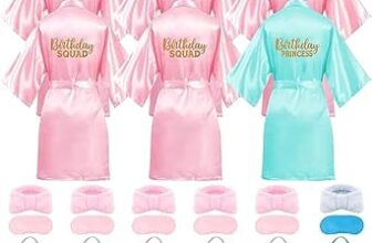 24 Pcs Kids Spa Party Supplies for Girls 6 Spa Party Robes 6 Tote Bags 6 Headbands 6 Eye Masks – Fits height 110120 cm