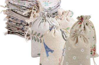 25 Pieces Hessian Bags 14 x 10 cm Small Drawstring Bags Floral Print Wedding Favour Bags Jewellery Bags Small Gift Bags for Wedding Birthday Party DIY Craft