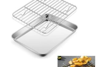 26×20.5×2.5cm Baking Tray with Rack, Stainless Steel Non-Stick