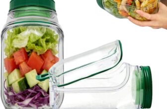 2Pcs Salad Pod Container with Forks, Vertical Layering Salads Pod with Leakproof Dressing Case Built-in Bowl Design Salad Jar with Side Opening Salads Containers for Lunch Office Picnic
