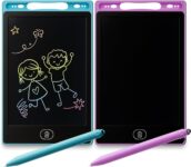 2pk Drawing & Writing Pad, Reusable 8 LCD Drawing Tablet with Stylus Pen, Mess Free Magic Board, Portable & Travel Friendly Doodle Tab with Erase Button Function for Everyday Use