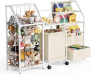 3-In-1Childrens Bookcase Childrens Room Toy ShelvesToy Storage with Kids Bookshelf for Kids Room with Toy Box, Kids Bookshelf & Toy Organizer with 3 Sling Pouches & Drawer (With wheels)