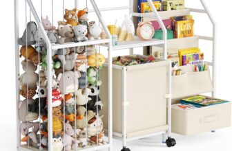 3-In-1Childrens Bookcase Childrens Room Toy ShelvesToy Storage with Kids Bookshelf for Kids Room with Toy Box, Kids Bookshelf & Toy Organizer with 3 Sling Pouches & Drawer (With wheels)