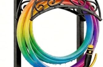 3-in-1 Garden Hose Holder with Bird Feeder & Lantern Hook, Heavy Duty Metal Freestanding Hosepipe Stand, Decorative Water Pipe Organiser with 3-Prong Anchor for Outside Yard Lawn (Black)