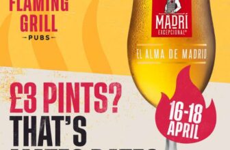 £3 pints of Madri at Flaming Grill pubs