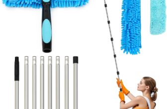 3.1M/122 Long Reach Window Cleaning Equipment, 3 in 1 Telescopic Window Cleaner, 270 Rotating Squeegee Window Cleaning Kit with 8 Extendable Pole for Indoor/Outdoor High Window, Blue
