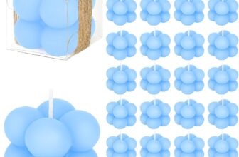 30 Set Mini Bubble Candles Party Favors for Guests 4 cm Square Candles with Thank You Cards & Hemp Rope Small Gifts for Birthday Wedding Bridal Shower Spa Christmas (Blue, Bluebell)
