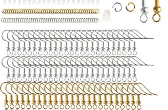 300 Earring Making Kit,Gold Silver Earring Hooks and Jump Rings,Ear Wire Hooks for Earrings,Ear Wires Jewelry Making Accessories for DIY Jewellery Making Accessories,Inclu 100 Silicone Safety Backs