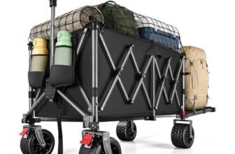 300L Heavy-Duty Wheeled Folding Camping Trolley, 180kg, Black