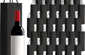 30Pcs Black Wine Bottle Bags, Kraft Paper Wine Gift Bags with Handles, Reusable Bottle Tote Carrier for Weddings Valentines Day Anniversaries Birthdays Party Gifts