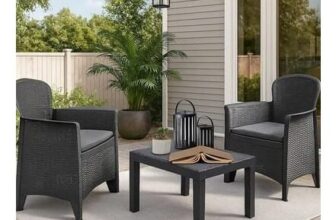 3PC Rattan Bistro Set Outdoor Garden Furniture Table & Chairs Patio