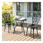 3PCS Patio Bistro Set Cast Aluminum Table and Chairs
