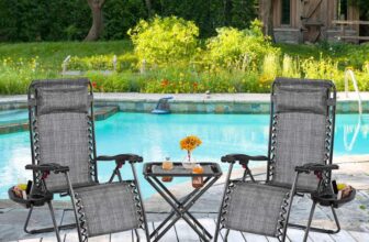 3PCS Zero Gravity Recliner Portable Foldable Outdoor Sunlounger Table Set w/Pillow & Carry Strap sold by Yaheetech UK