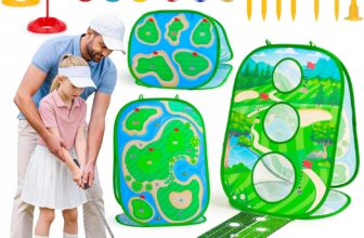 4-In-1 Kids Sticky Golf Games Set With Club, Golf Putting Practice Mat,3-Sided Golf Chipping Net, Multiple Game Modes, Golf Cornhole Board Set, Indoor & Outdoor Golf Practice For Kids & Adults