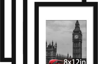 4 Pack 12×8 Black Picture Frame, Engineered Wood and Plexiglass, 8×12 Photo Frame with Mount for 6×8 inch Prints, Photos, and Posters, Tabletop and Wall Mountable