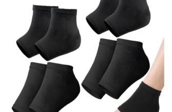 4 Pairs Silicone Heel Protectors with Achilles Tendonitis Support, Black