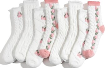 4 Pairs White Cute Socks, Womens Ruffle Socks Breathable Cute Floral Crew Socks for Women Dress Coquette Clothes