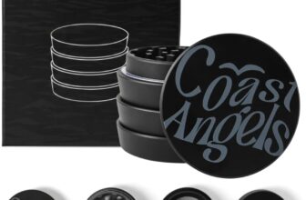 4-Piece Aluminium Herb Grinder 2.1 Inch (53 mm) Metal Grinder Black