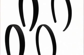 4 Pieces Black Headbands for Women Girls, Non-Slip Thin Satin & Vintage Plastic Hairbands, 1.5 cm / 2 cm Wide, Flexible Comfortable Fashion Headbands