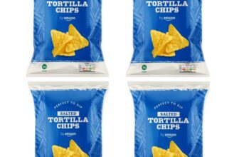 4 x by Amazon Tortilla Chips Salted, 175g – (79p – 67p/59p S&S each 10% voucher) – Extra 10% off Any 4 (£2.60/£2.29 S&S for 4)