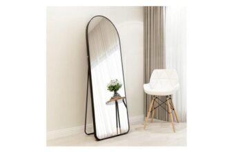 40x150cm Black Metal Frame Arched Full Length Mirror