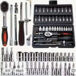 46pc 1/4 Metric Socket & Bit Set CrV Steel, 72T Quick Release Ratchet, Extension Bars & Case (Welcome Deal) Sold by Shop1103743899 Store