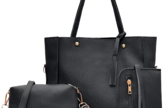 4Pcs PU Crossbody Bags Set Pattern Shoulder Bags for Women, Multi-Functional Purse with Card Holder and Clutch, Black, 25268cm