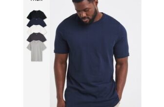5 Pack Pure Cotton Crew T-Shirts Extra Long Length