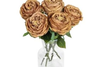 5 Pcs Real Touch Silk Coffee Roses with Stems