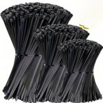 500 PCS Nylon Universal Cable Tie, Multi-Purpose Self-Locking Nylon Cable Cord Management Organizer in Home,Office,Kitchen,Black