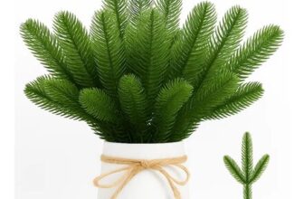 50pcs Artificial Pine Branches with Faux Leaves for Christmas