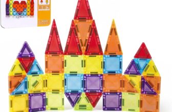 56PCS Magnetic Tiles, Magnetic Blocks Building Set with Storage Iron Box, Mini magnetic Tiles Travel Toys for Kids Ages 3 4 5 6, STEM Educational Magnet Toys for Toddler Boys Girls