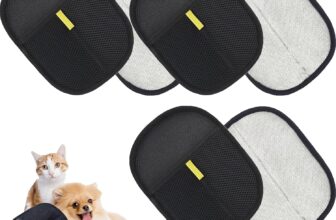 6 Pack Pet Hair Remover Glove, Electrostatic Pet Grooming Gloves, Efficient Pet Hair Removal for Cats and Dogs, Black 15 x 20 cm