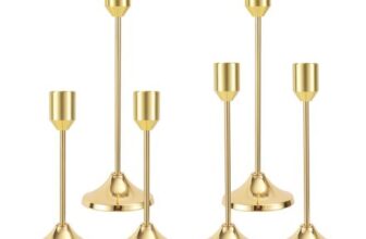 6pcs Candle Holders – Tall Metal Taper Stand, Gold