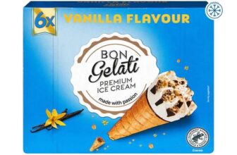6x Bon Gelati Vanilla Waffle Ice Cream Cone – 6x 120ml Cones