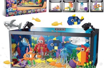 8 in 1 Fish Tank Building Sets, Marine Aquarium Building Toy with LED Light Animal Miniature Landscape Including Octopus Crab, Christmas Birthday Gifts for Adults Boys Girls Kid Ages 6 8 10 12
