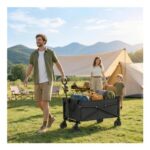 81L Festival Trolley on Wheels, Garden Folding Trolley Cart, Black
