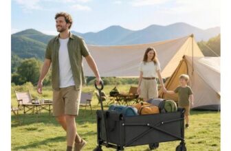 81L Festival Trolley on Wheels, Garden Folding Trolley Cart, Black