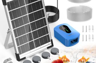 8W Solar Pond Aerator, AMZtime 6V Dual-Pump Solar Pond Pump witn 4 Air Bubble Stones, 3 Modes Solar Pond Oxygenator, Solar Air Pump for Pond, Garden, Fish Tank, Aquarium, Hydroponics