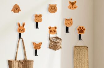 9 Pack Kids Coat Hooks, Animal Wooden Wall Hooks for Hanging, Wooden Coat Hooks Kids for Doors, Cartoon Hook Self Adhesive for Children Baby Room Decor