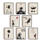 9 Set Banksy Wall Art Prints 8x10inch