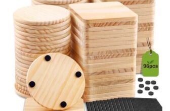 96 Pcs Blank 4-Inch Wood Coasters with Non-Slip Pad